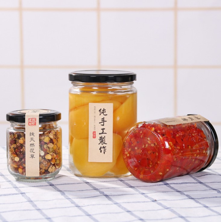 500ml Round GlassJar for Honey Jam with Metal Lug Cap