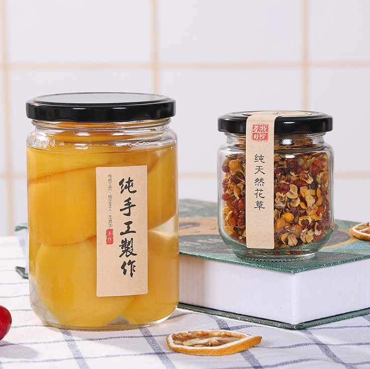 500ml Round GlassJar for Honey Jam with Metal Lug Cap