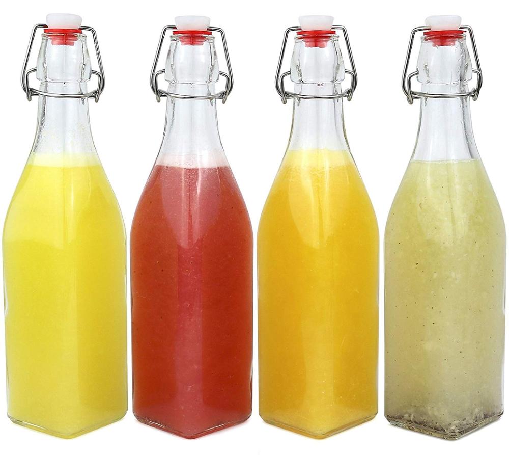 500ml Round Square Swing Top Grolsch Glass Bottles 16oz CLEAR For Brewing Kombucha Kefir Beer