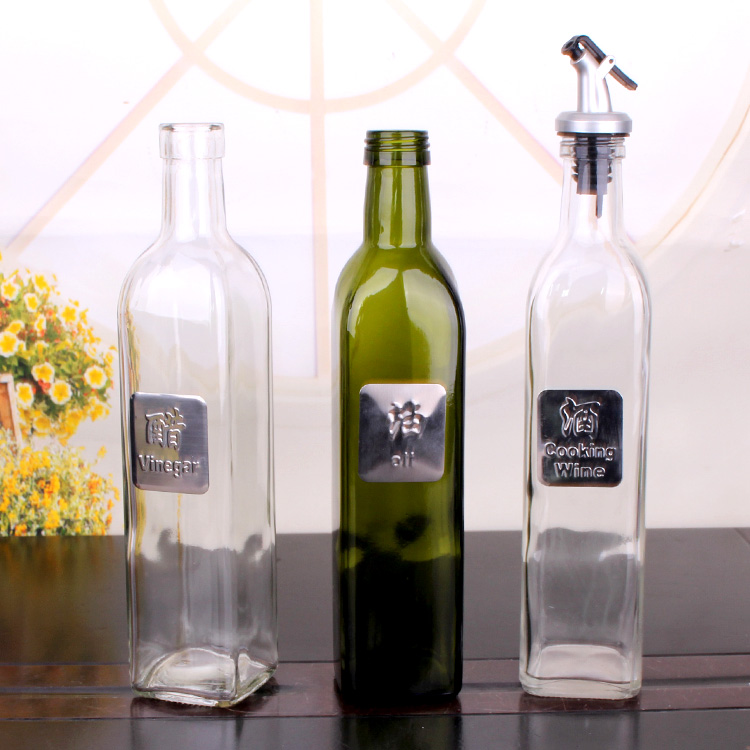 500ml Square glass cooking oil cooking wine bottle with pump