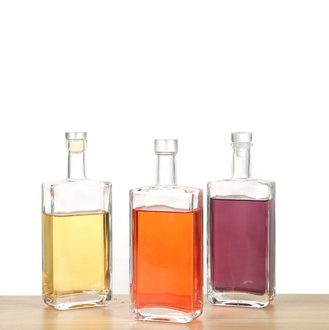 500ml Super Flint Heavy Base Square Glass Liquor Bottle for Spirits
