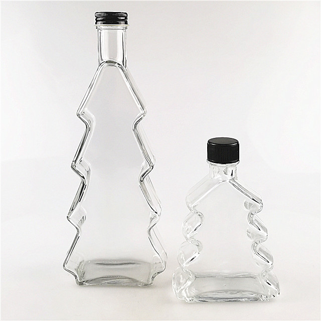 500ml Wholesale Christmas Tree Shape Clear Glass Red Wine Bottles