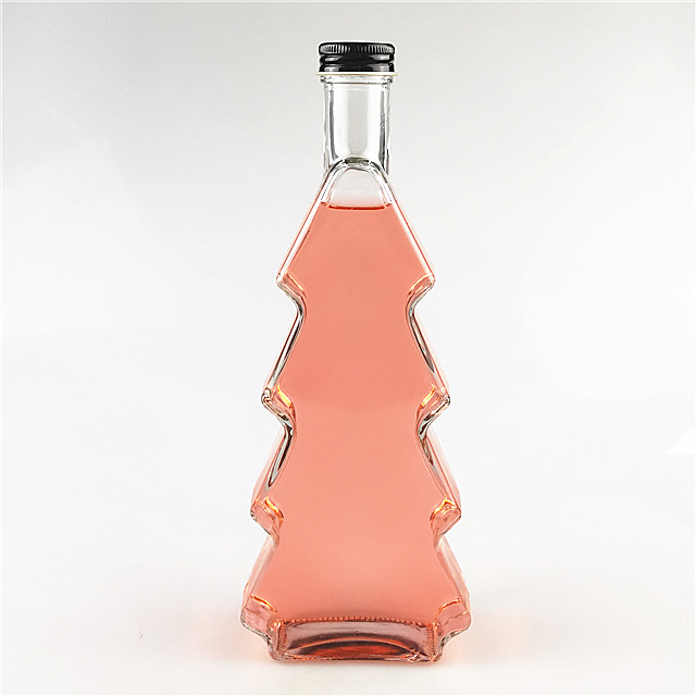 500ml Wholesale Christmas Tree Shape Clear Glass Red Wine Bottles