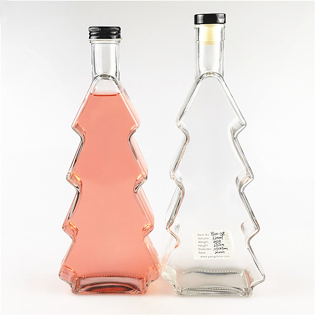 500ml Wholesale Christmas Tree Shape Clear Glass Red Wine Bottles