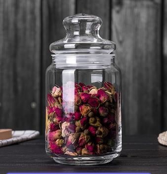 500ml Wide mouth kitchen storage glass jar with glass lid, glass storage jar with big mouth