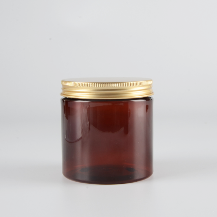 500ml amber PET cosmetic cream bottle /container with aluminum lid