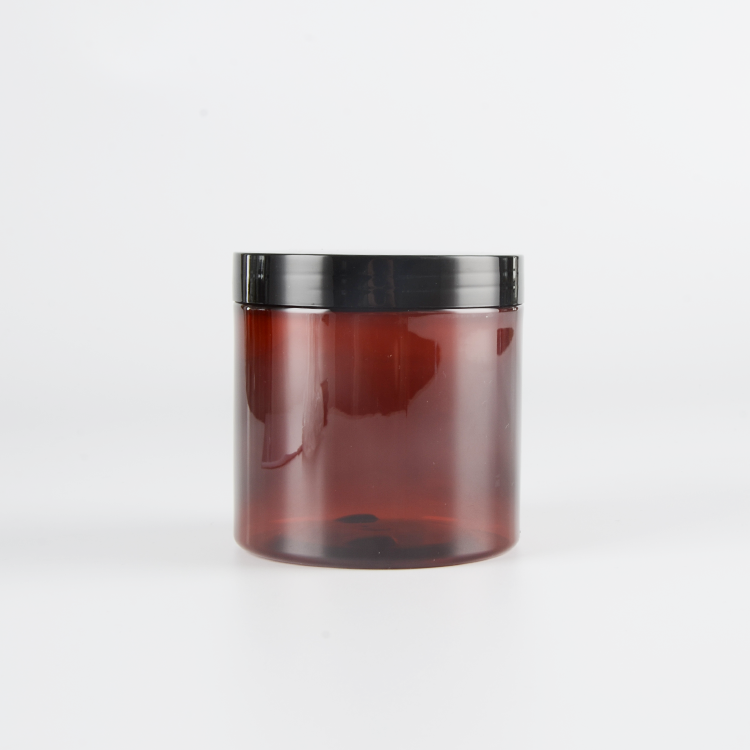 500ml amber PET cosmetic cream bottle /container with aluminum lid