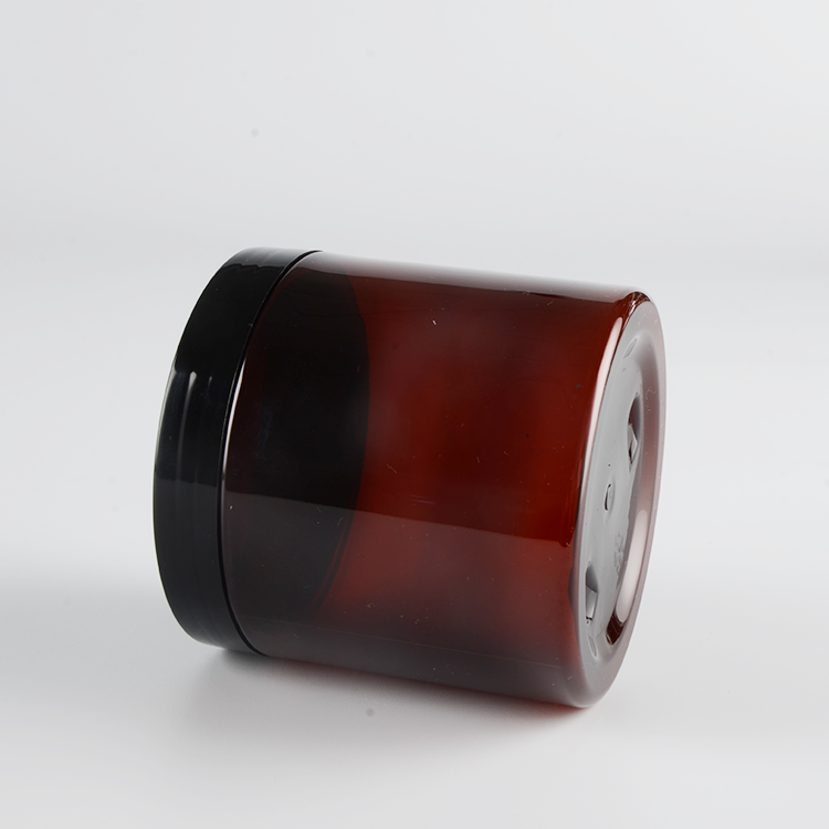 500ml amber PET cosmetic cream bottle /container with aluminum lid