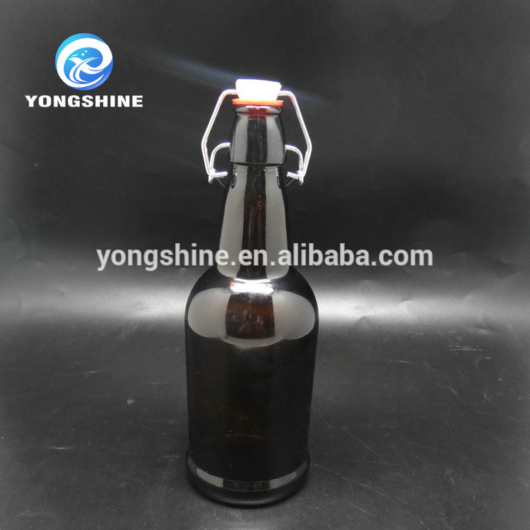 500ml ceramic swing top beer bottle/glass swing top bottles/amber glass swing top bottles