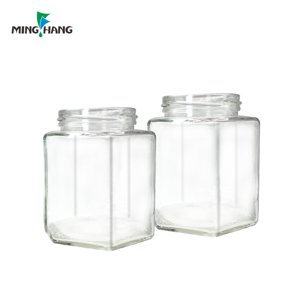 500ml cheap clear hexagonal glass utility food storage jar mini octagon queenline comb honey jar