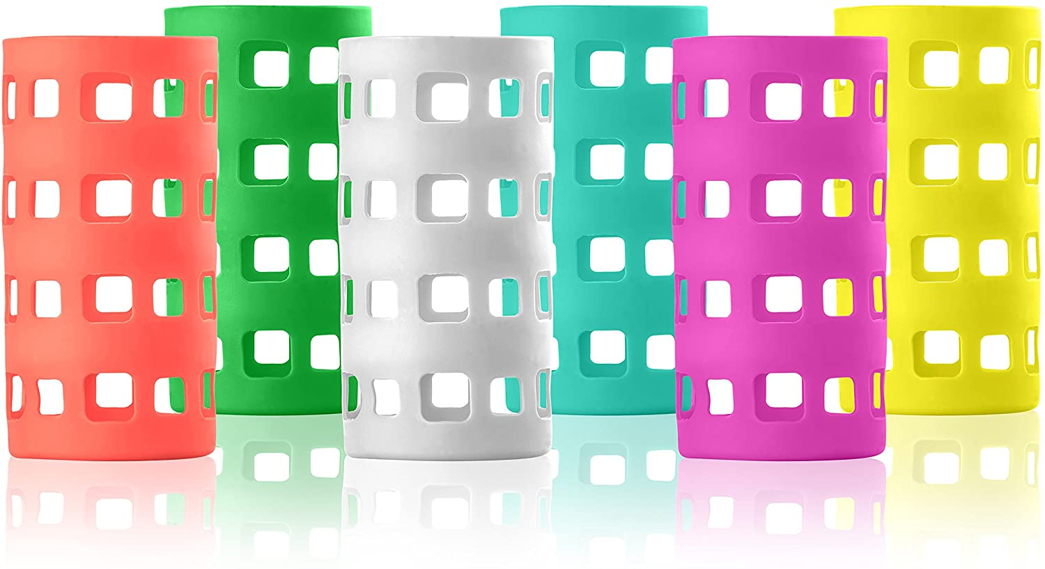 500ml clear borosilicate glass water bottle wide mouth jar lid anti slip silicone sleeve juice beverage storage 5 pack set