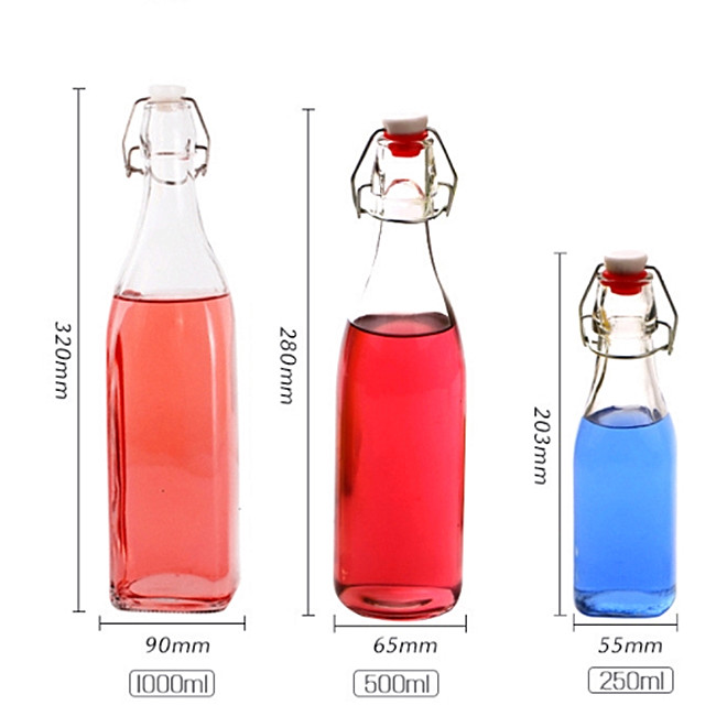 500ml clear carborated juice coconut milk glass bottle with swing top