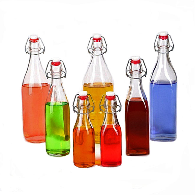 500ml clear carborated juice coconut milk glass bottle with swing top