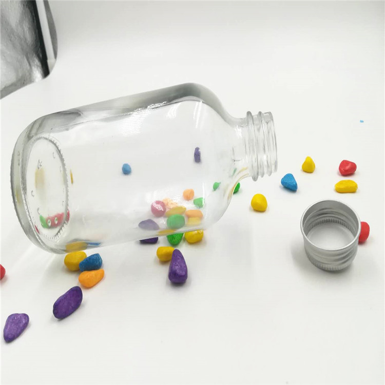 500ml clear essential oil Boston round glass bottle empty medicine glass bottle with airtight stainless steel lid