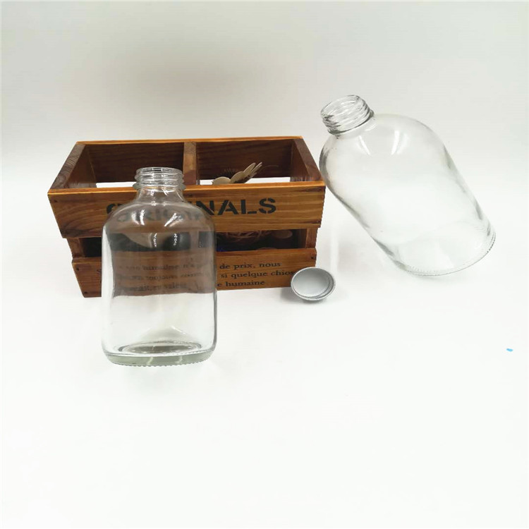 500ml clear essential oil Boston round glass bottle empty medicine glass bottle with airtight stainless steel lid