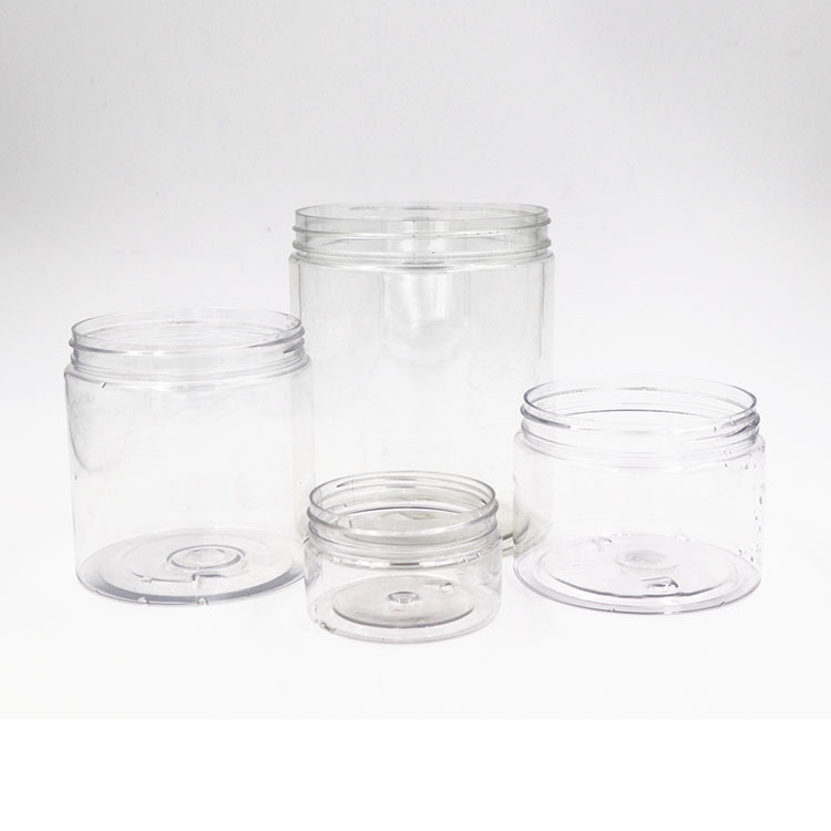500ml clear plastic food jar with black cap,ice cream cup with flat lid