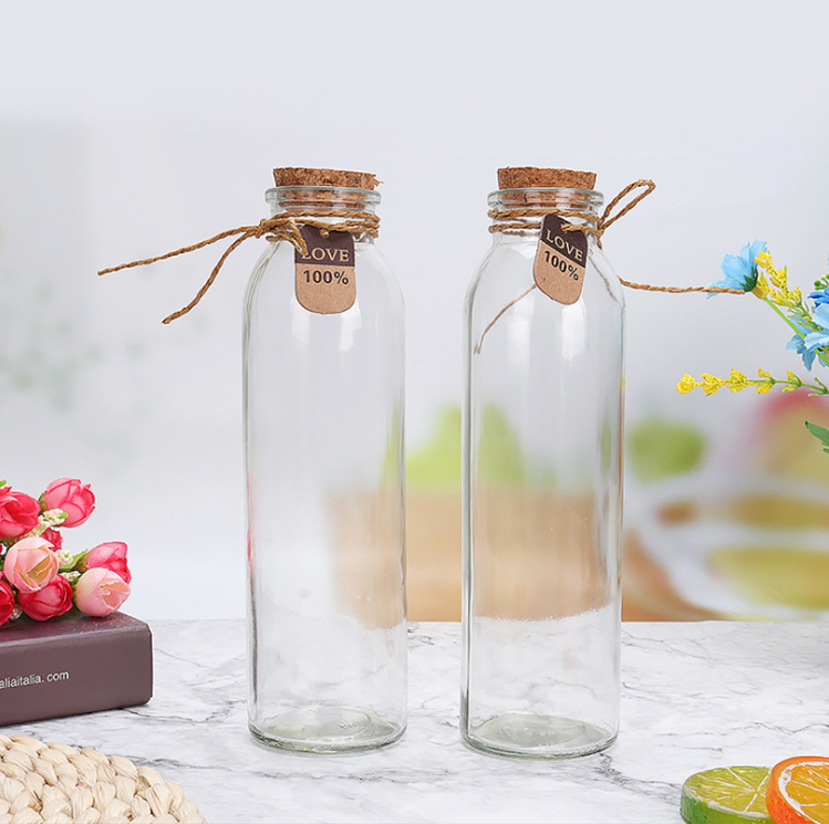 500ml cold brew coffee round glass bottle glass milk tea beverage juice bottle for juice with cork stopper