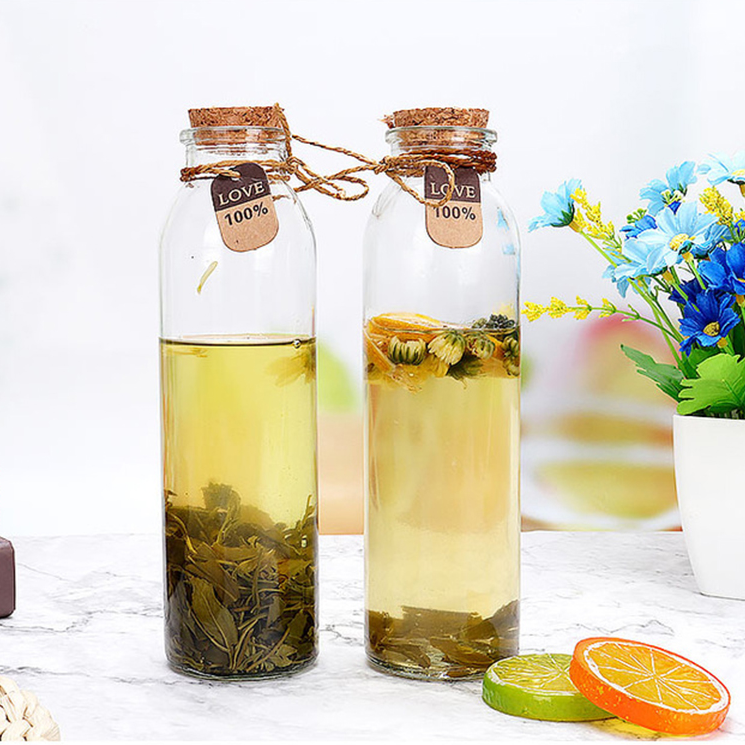 500ml cold brew coffee round glass bottle glass milk tea beverage juice bottle for juice with cork stopper