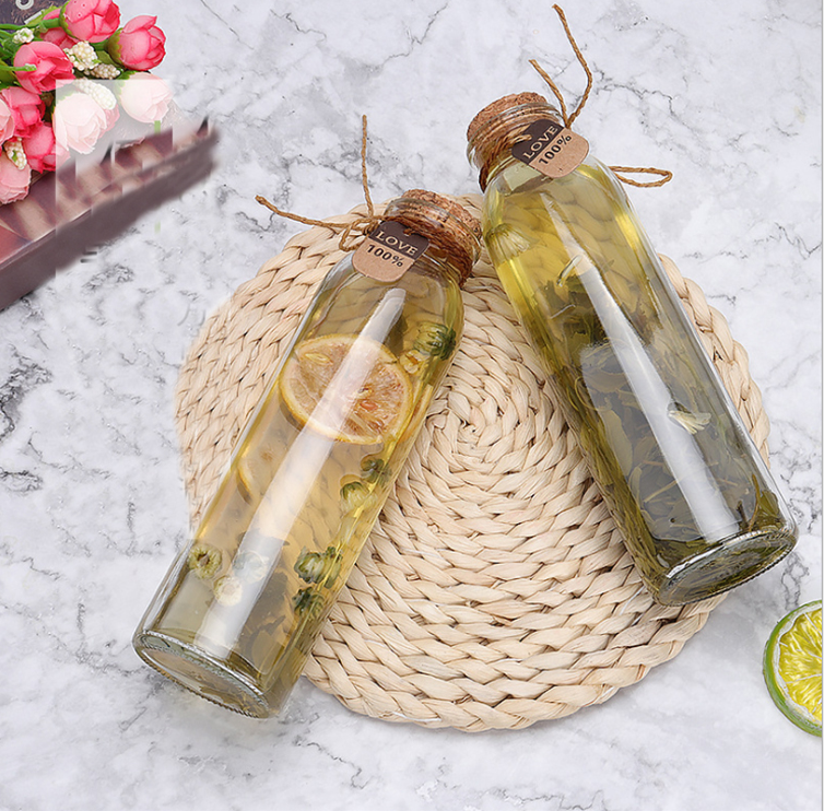 500ml cold brew coffee round glass bottle glass milk tea beverage juice bottle for juice with cork stopper