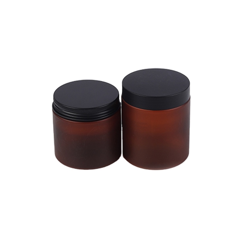 500ml cosmetic packaging clear amber black pet plastic cream jar with plastic lid