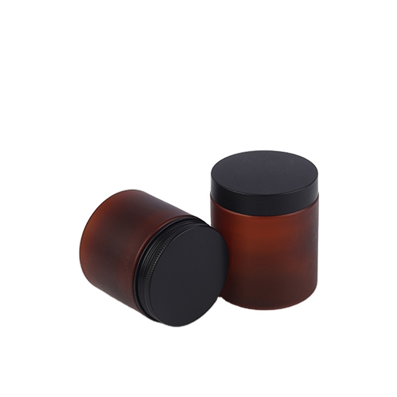 500ml cosmetic packaging clear amber black pet plastic cream jar with plastic lid