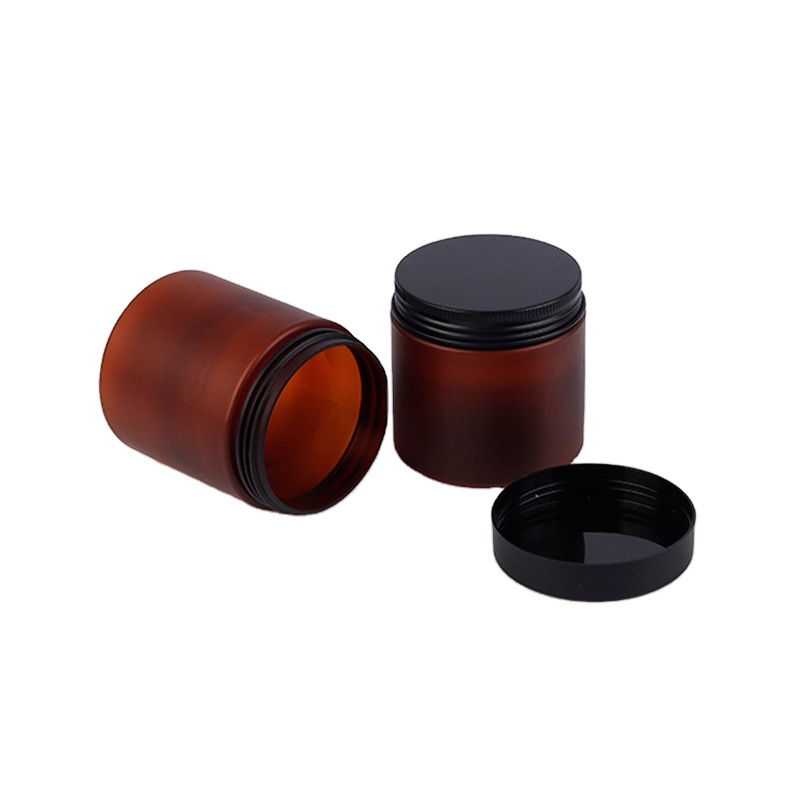 500ml cosmetic packaging clear amber black pet plastic cream jar with plastic lid