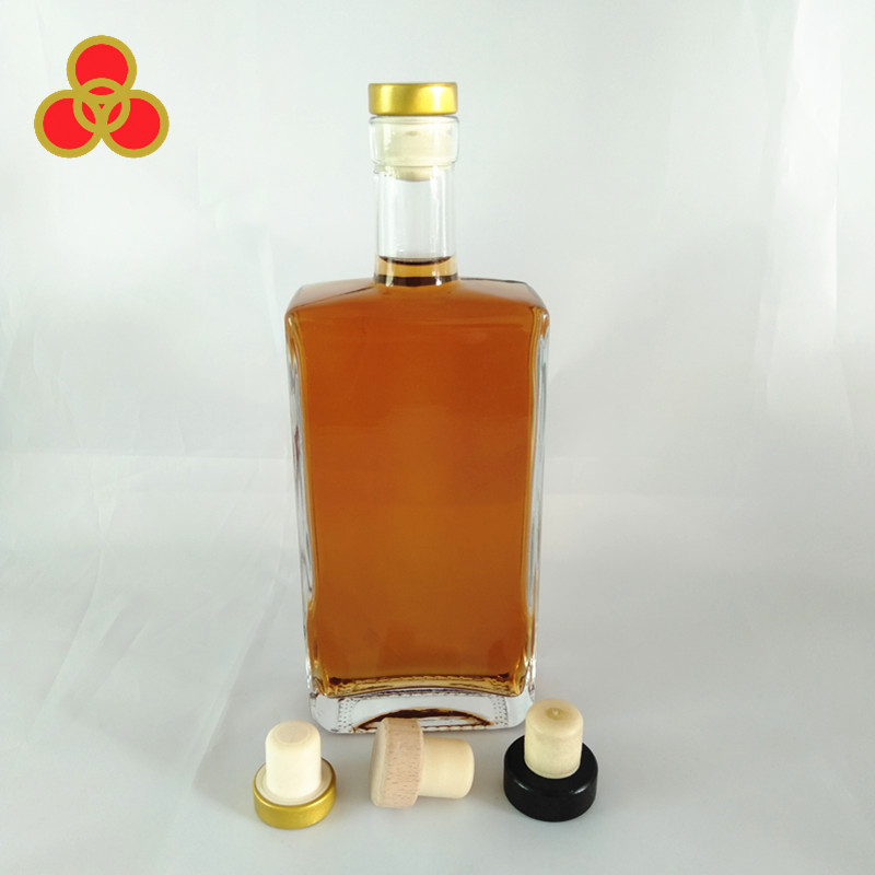 500ml custom liquor glass bottle with cork cap