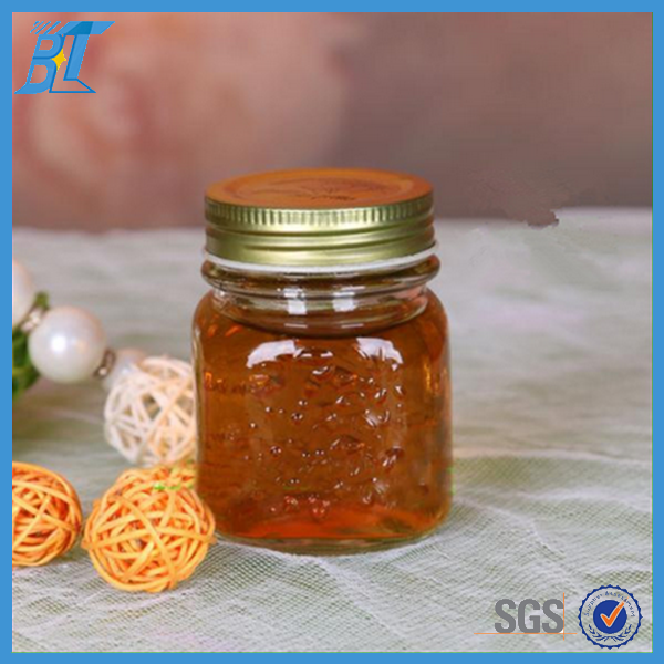 500ml embossed mason jar with 70mm metal lid hot pepper jars wholesale