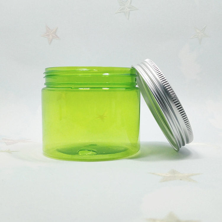 500ml empty brown round plastic pet cosmetic jar with plastic screw lids