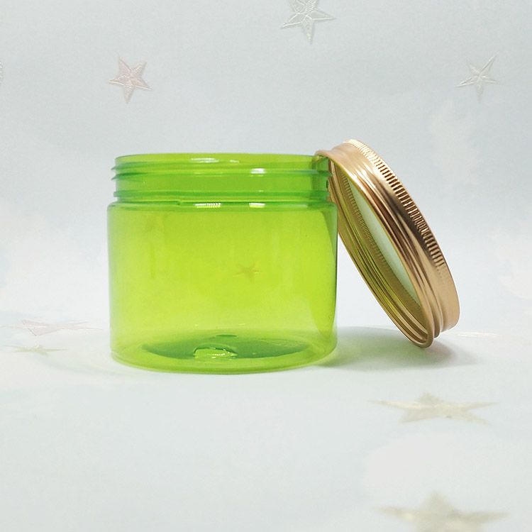 500ml empty brown round plastic pet cosmetic jar with plastic screw lids