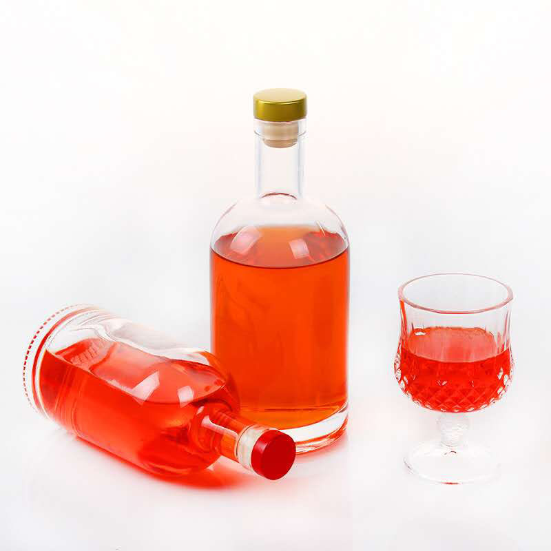 500ml empty clear Ice Wine wine decanter glass vodka glass bottles with metal packing cover and Heat shrinkable film
