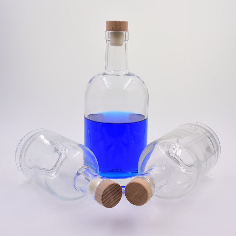 500ml empty clear Ice Wine wine decanter glass vodka glass bottles with metal packing cover and Heat shrinkable film