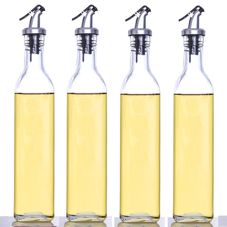 500ml empty clear glass olive oil bottle cooking oil bottle with pourer cap