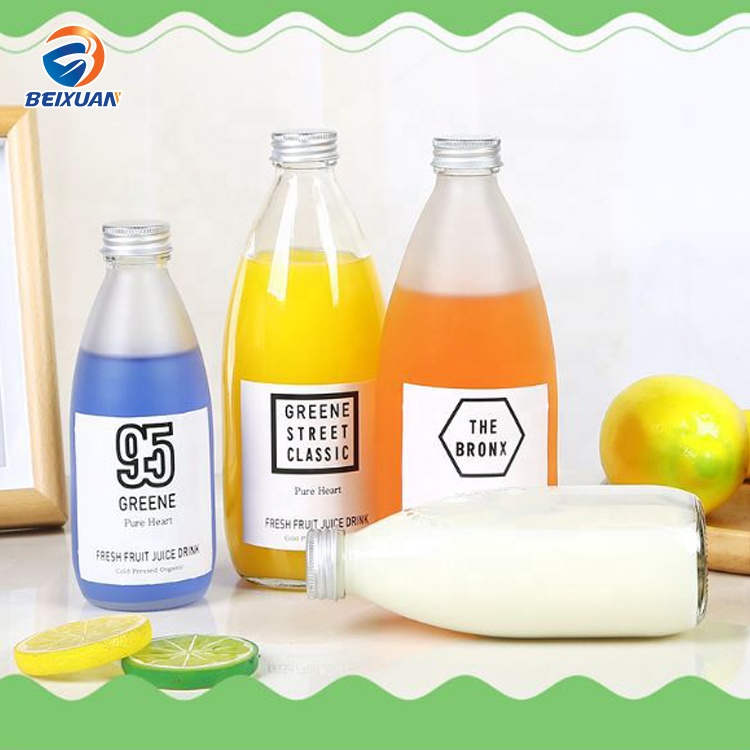 500ml glass spirit bottle with screw lid 16oz juice milk clear glass bottle
