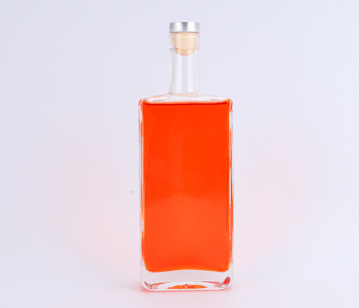 500ml heavy base square wine beverage packaging clear liquor glass bottle cork stopper glass wine bottle 50cl