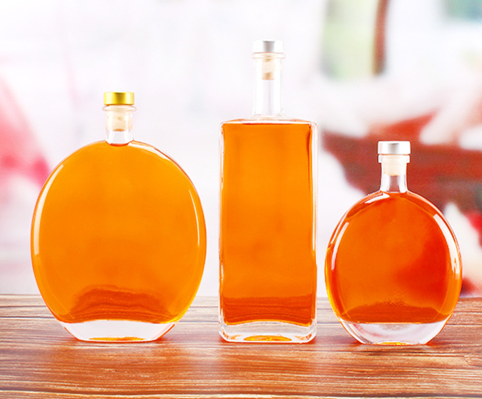 500ml heavy base square wine beverage packaging clear liquor glass bottle cork stopper glass wine bottle 50cl
