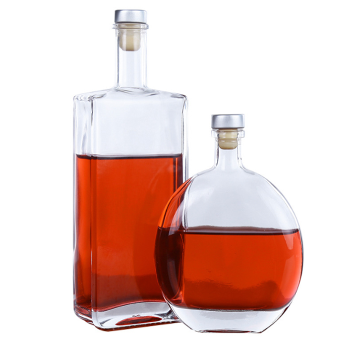 500ml heavy base square wine beverage packaging clear liquor glass bottle cork stopper glass wine bottle 50cl