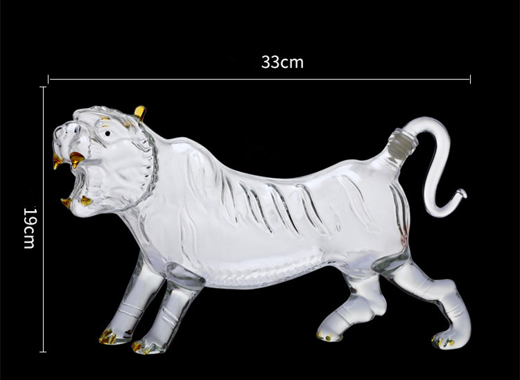 500ml high borosilicate glass art bottle, animal tiger shaped decandar for vodka whiskey liquor