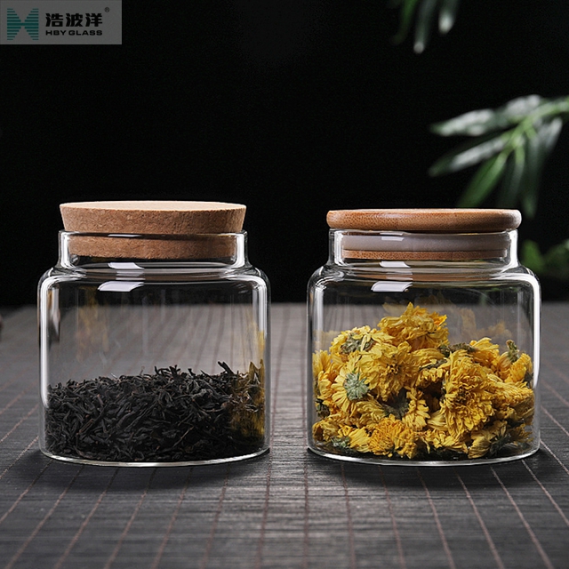 500ml high borosilicate tea storage glass jar with cork
