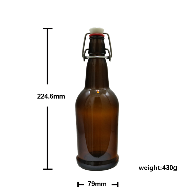 500ml high quality amber glass beer bottle with swing top cap CY-087