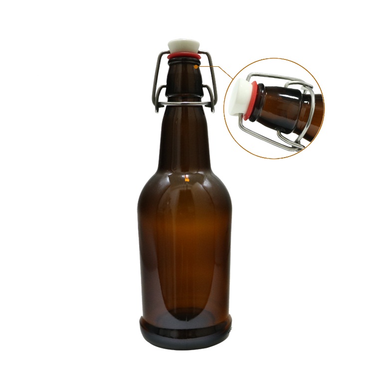 500ml high quality amber glass beer bottle with swing top cap CY-087