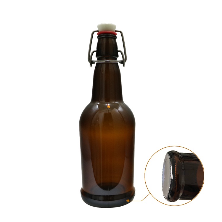 500ml high quality amber glass beer bottle with swing top cap CY-087