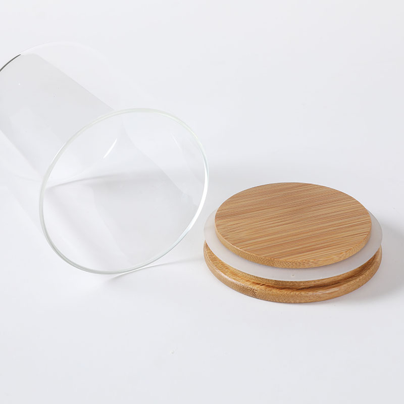 500ml high quality borosilicate glass jar with airtight bamboo lid glass storage jar