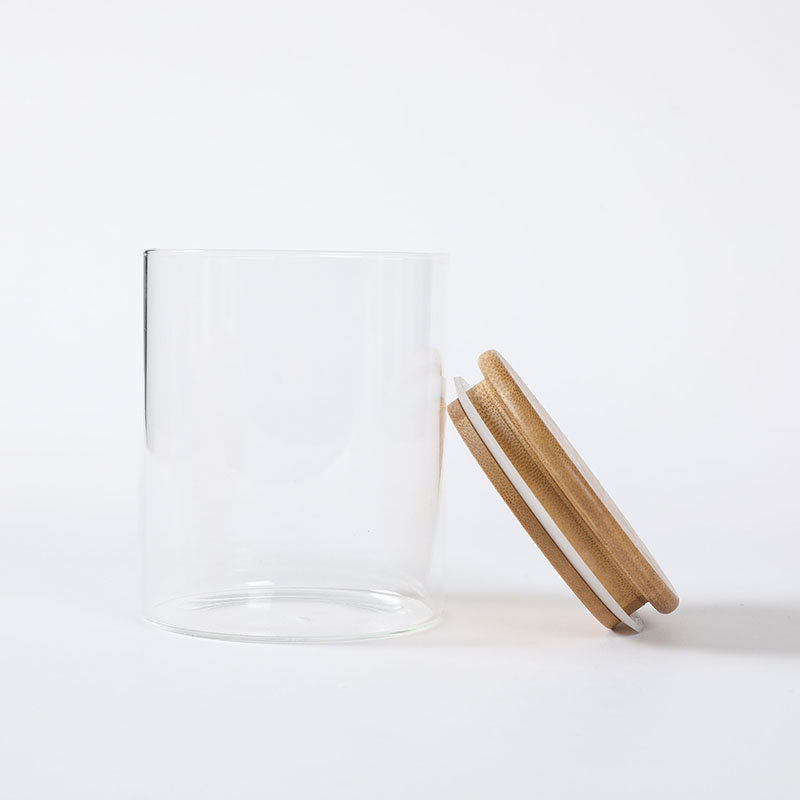 500ml high quality borosilicate glass jar with airtight bamboo lid glass storage jar