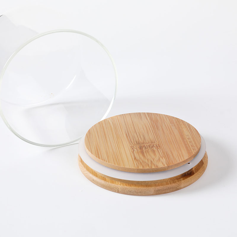 500ml high quality borosilicate glass jar with airtight bamboo lid glass storage jar