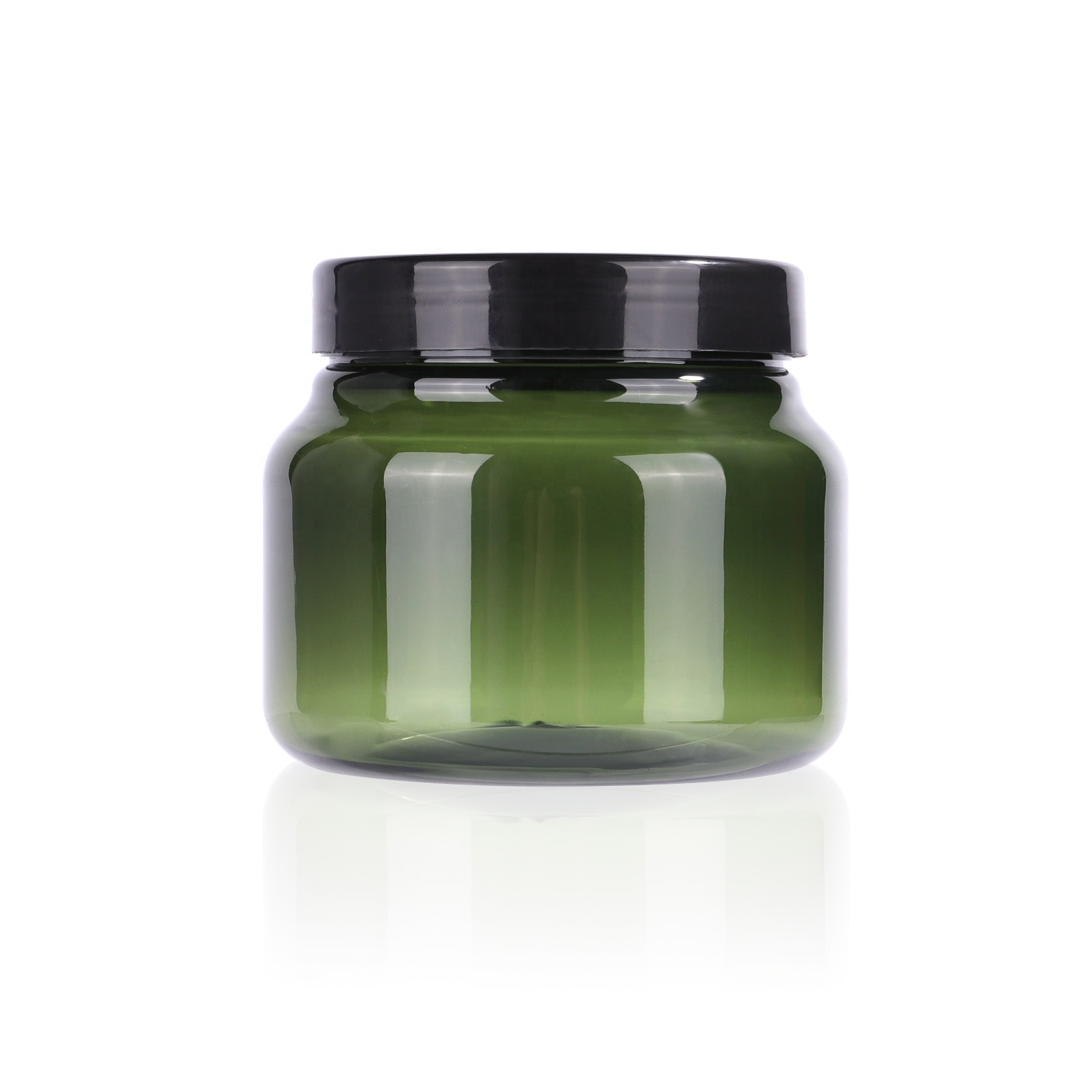 500ml hotsale empty large cosmetic cream hair gel food container amber plastic jar with black screw lid skin Body Scrub Jars