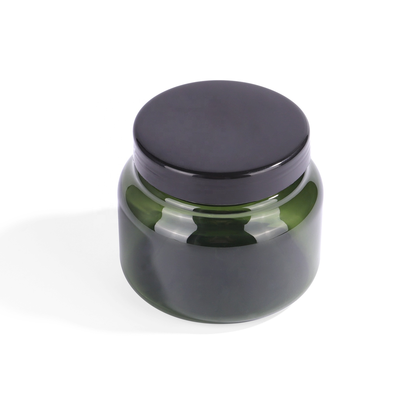 500ml hotsale empty large cosmetic cream hair gel food container amber plastic jar with black screw lid skin Body Scrub Jars