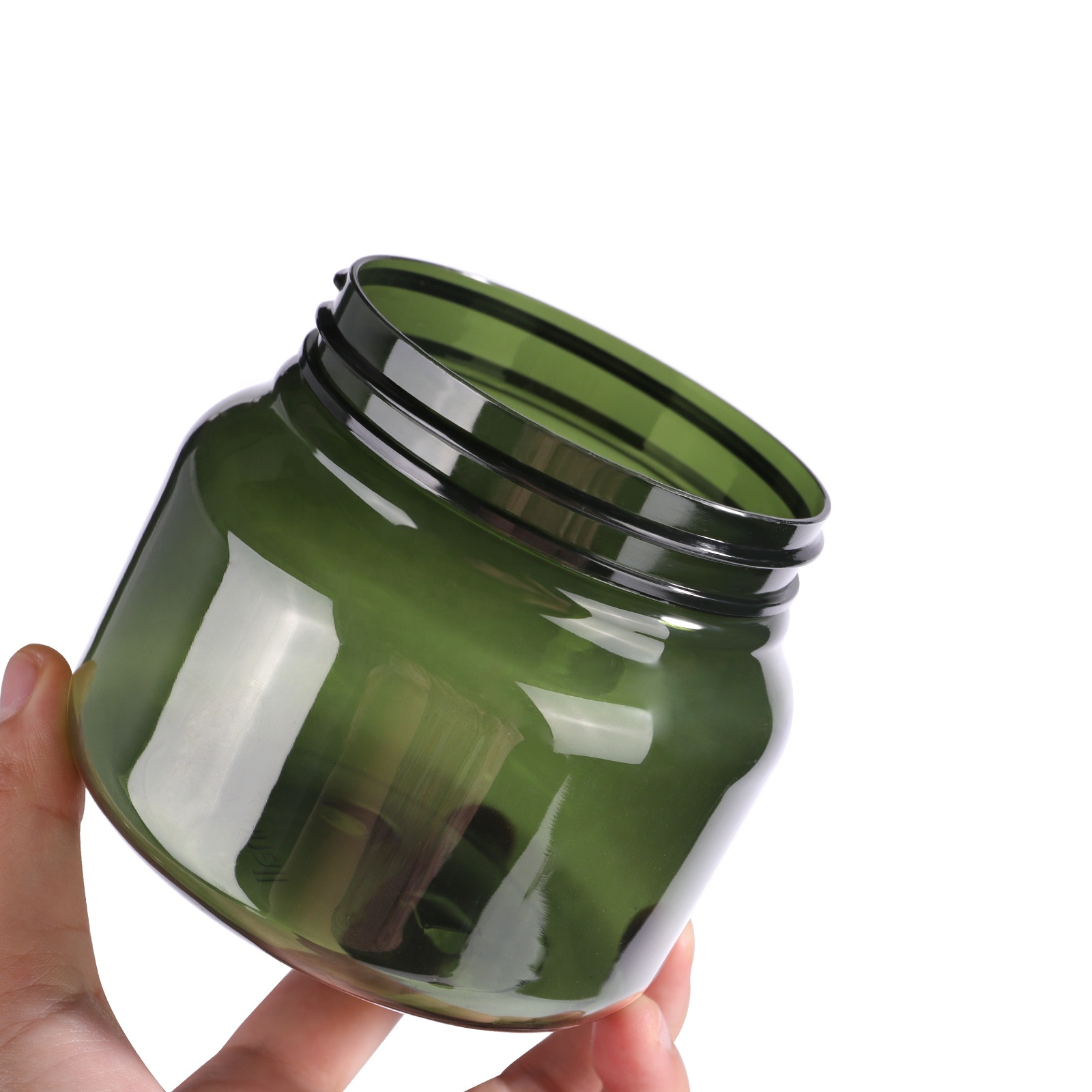 500ml hotsale empty large cosmetic cream hair gel food container amber plastic jar with black screw lid skin Body Scrub Jars