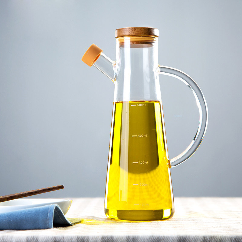 500ml kitchen oil jug toil seasoning pot with bamboo lids