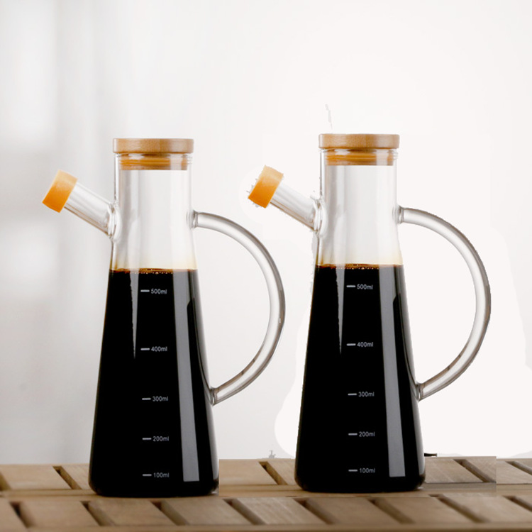 500ml kitchen oil jug toil seasoning pot with bamboo lids